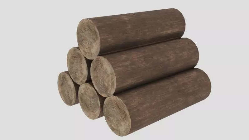 Low poly wooden logs Low-poly 3D model_0