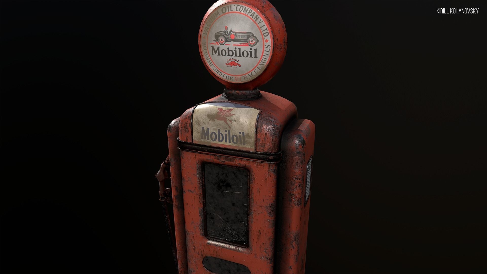 Old Gas Pump Low-poly 3D model_5