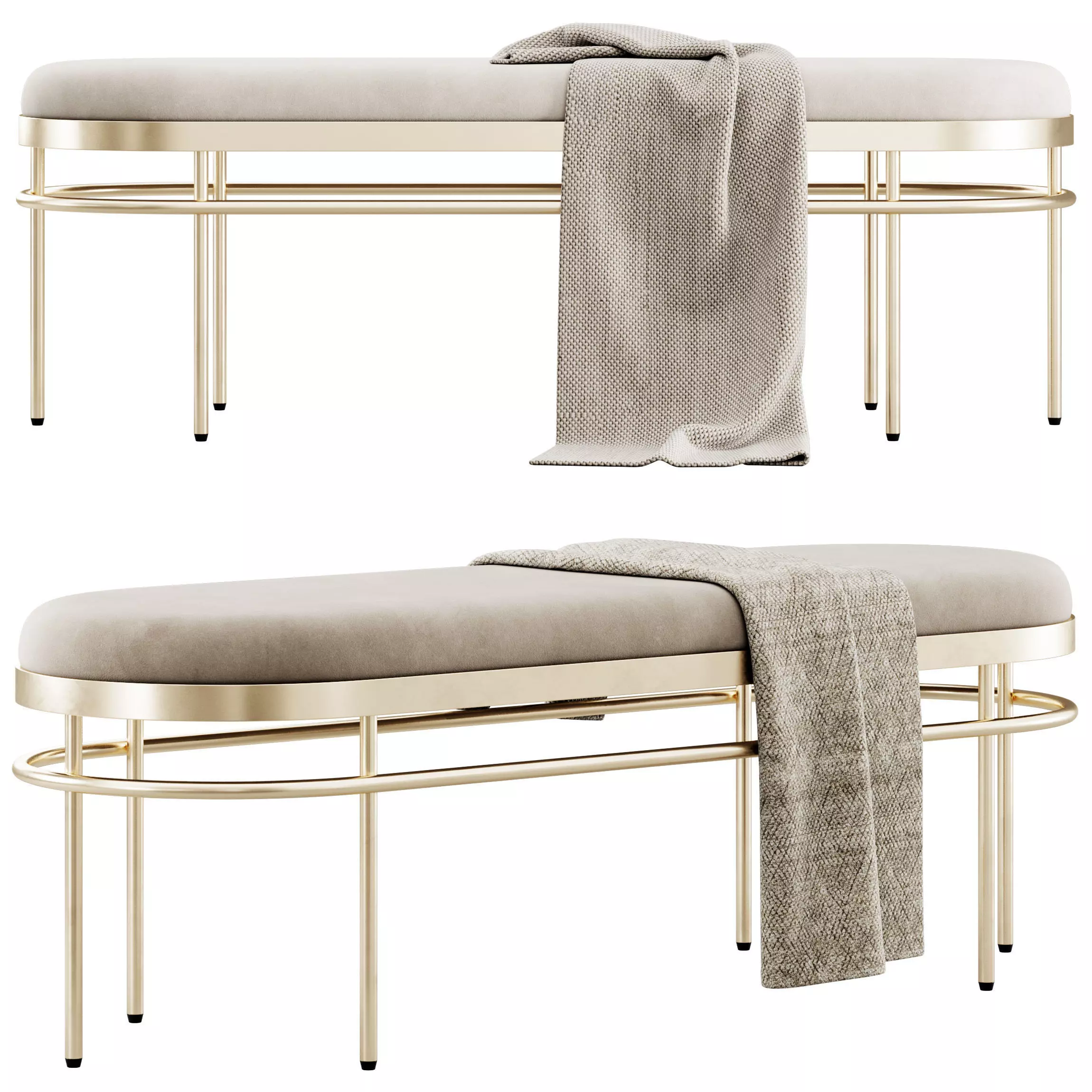 Sylva Oval Bench by Safavieh 3D model