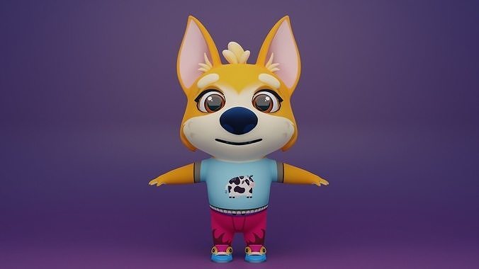 Dog character Low-poly 3D model