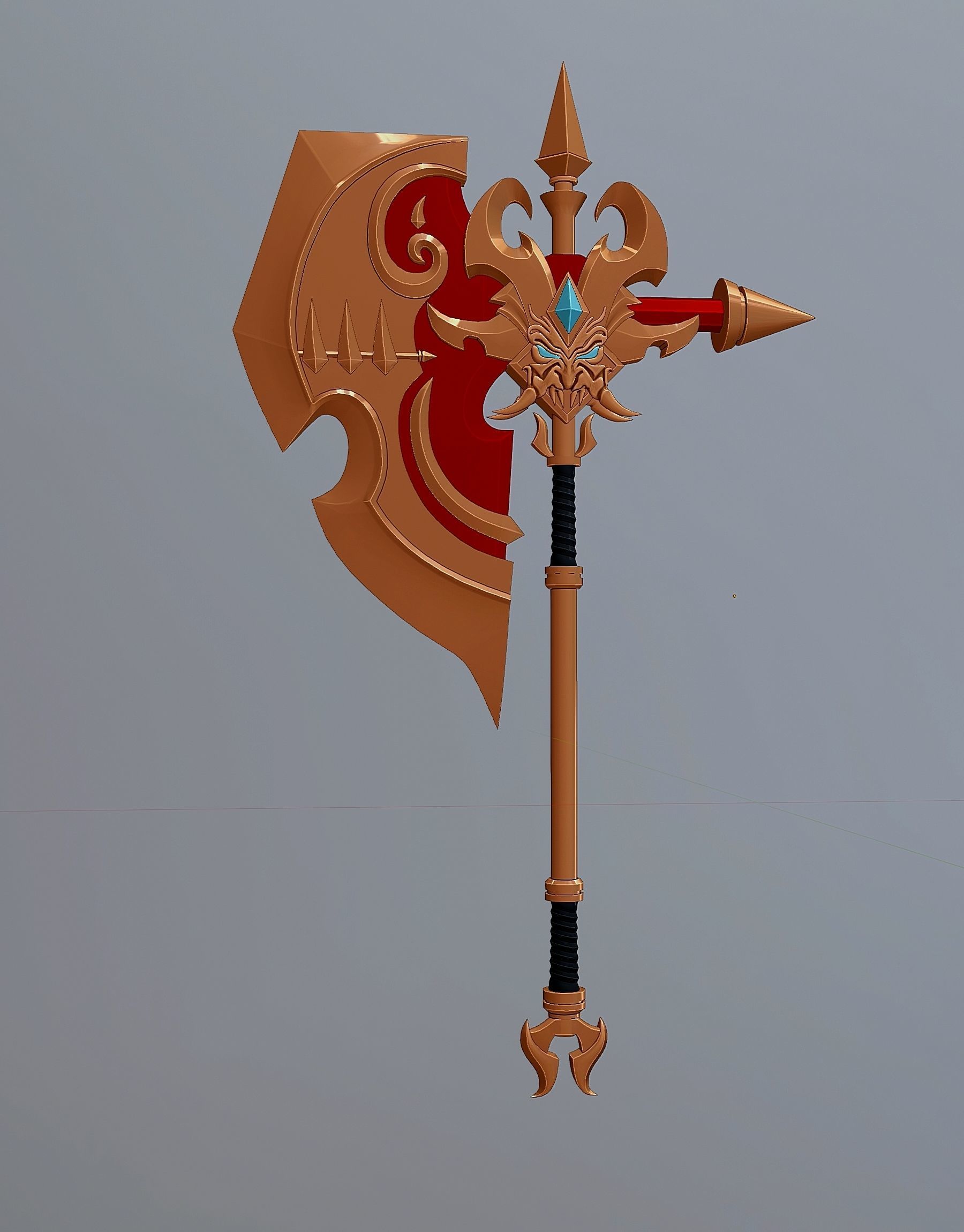 Stylized Viking battle ax 3D model_4