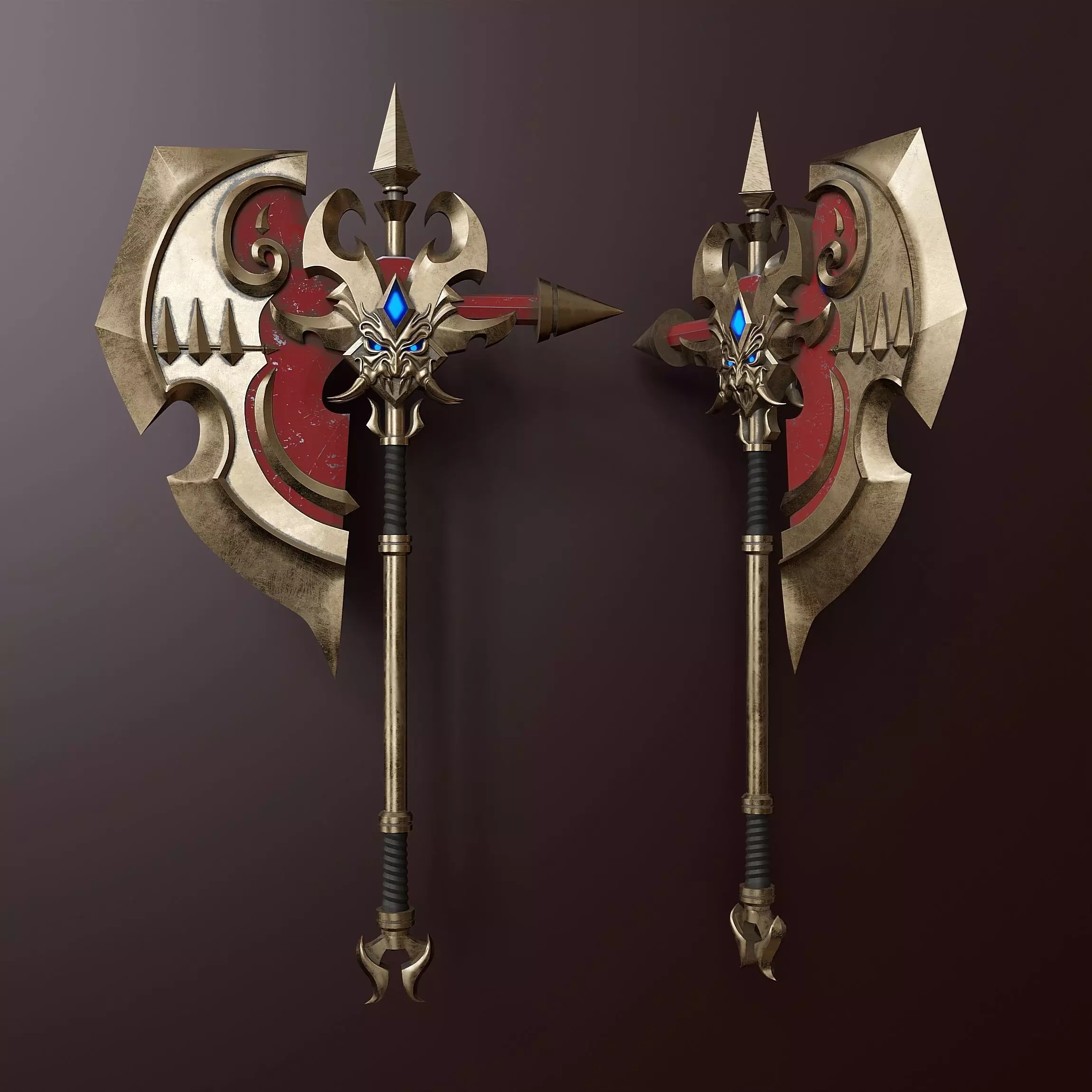 Stylized Viking battle ax 3D model_0