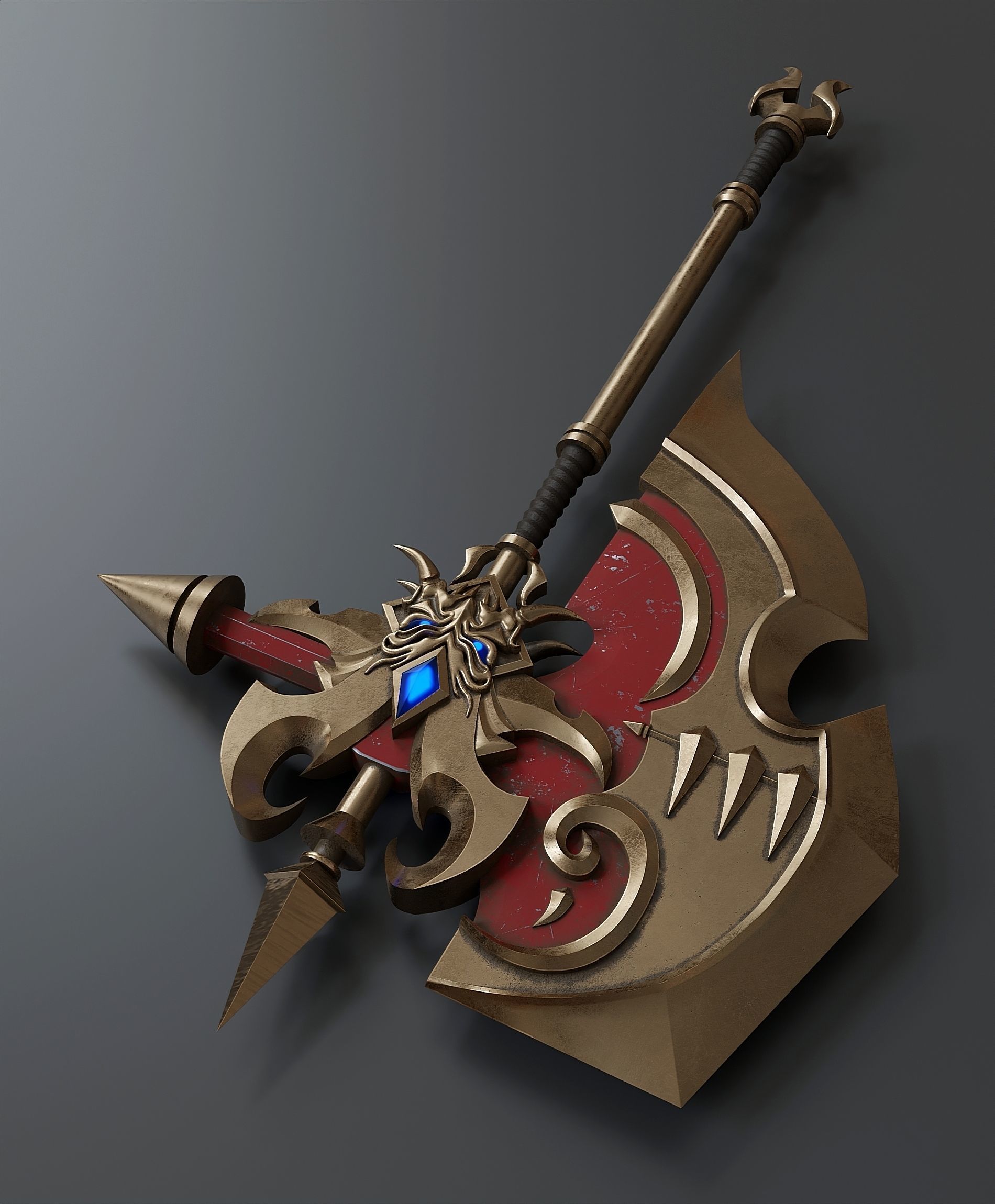 Stylized Viking battle ax 3D model_2