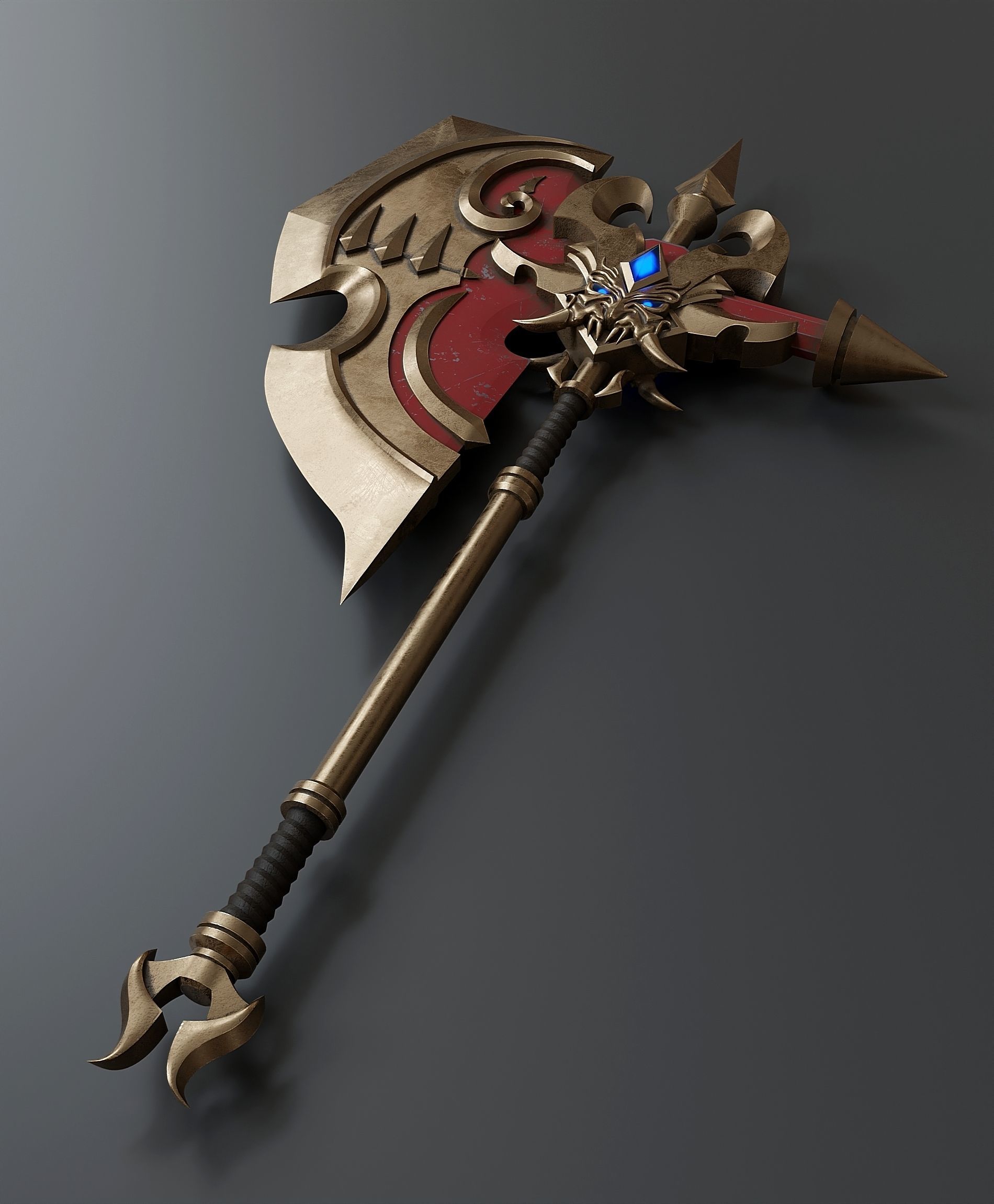 Stylized Viking battle ax 3D model_1