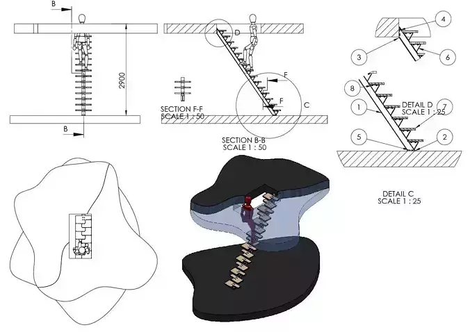 Stairs design of knee brace