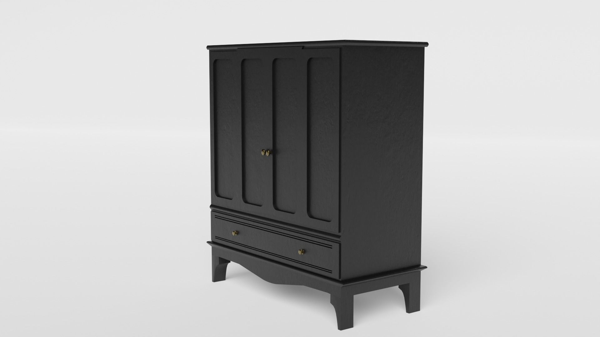 Black Dresser Low-poly 3D model_1