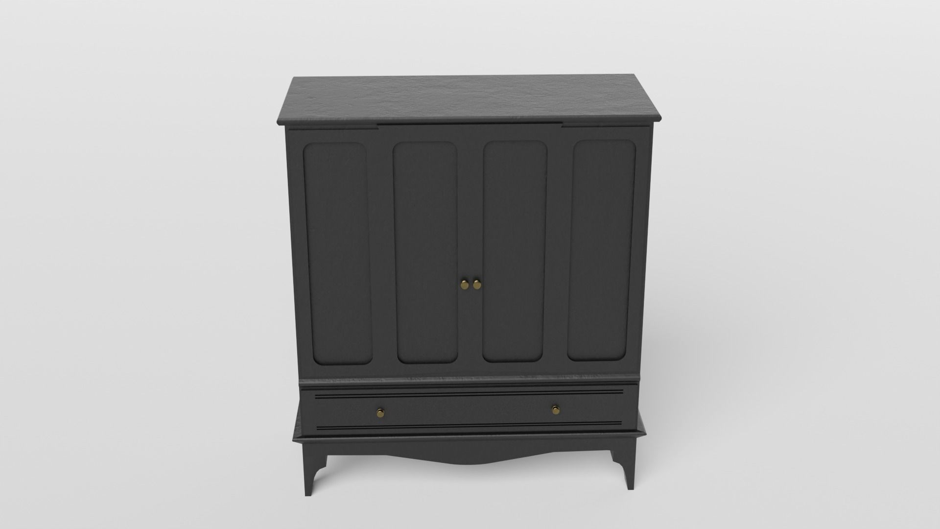 Black Dresser Low-poly 3D model_4