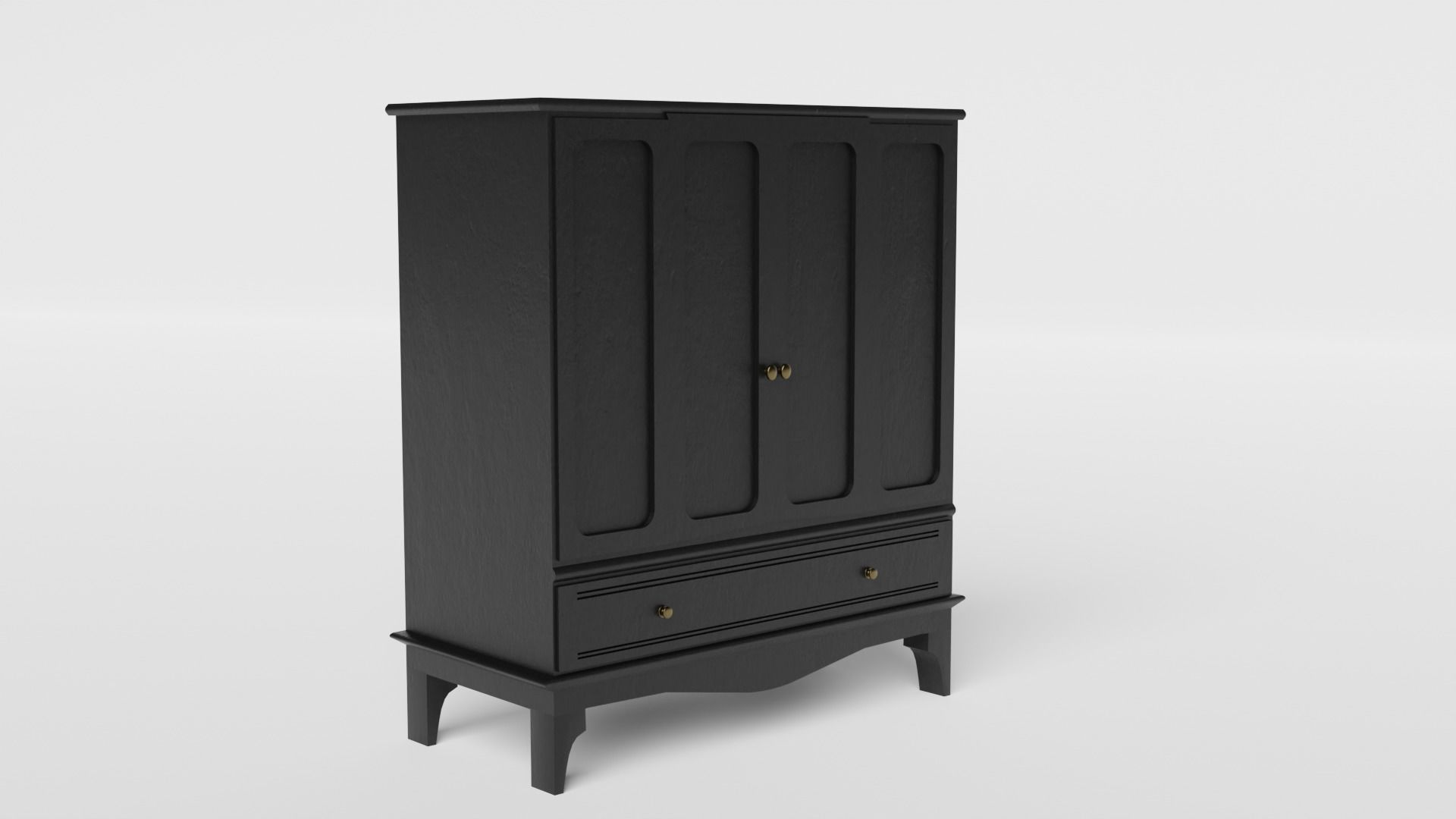 Black Dresser Low-poly 3D model_3