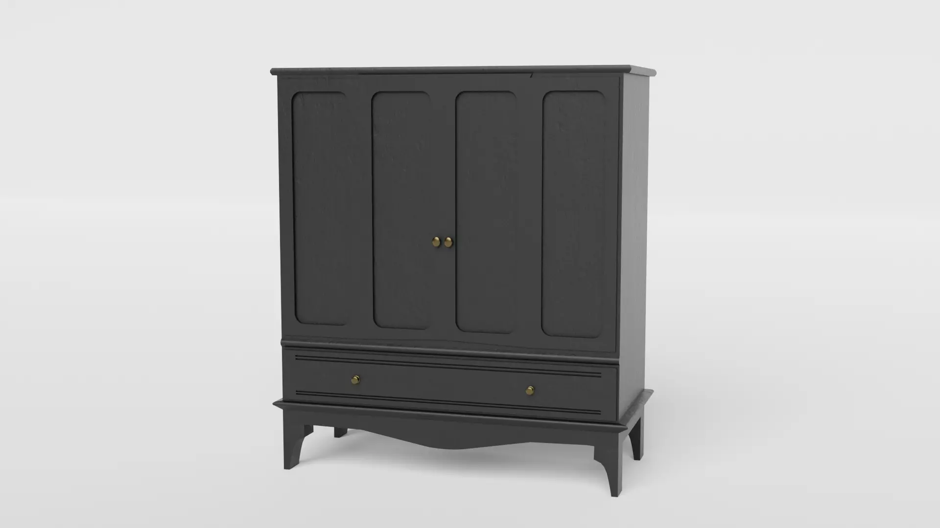 Black Dresser Low-poly 3D model_0