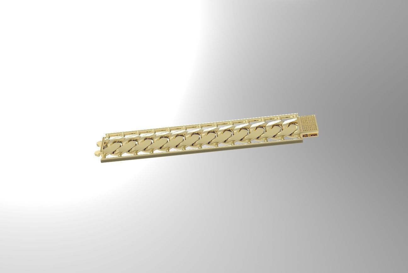 BIG and light cuban chain gourmet bracelet  3D print model_2