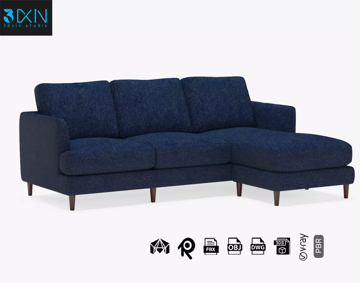 Rivet Goodwin Modern Reversible Sectional Sofa 3D model