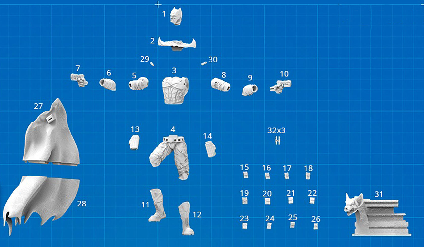 Batman Hold Gun 3D Model Ready to Print 3D print model_3