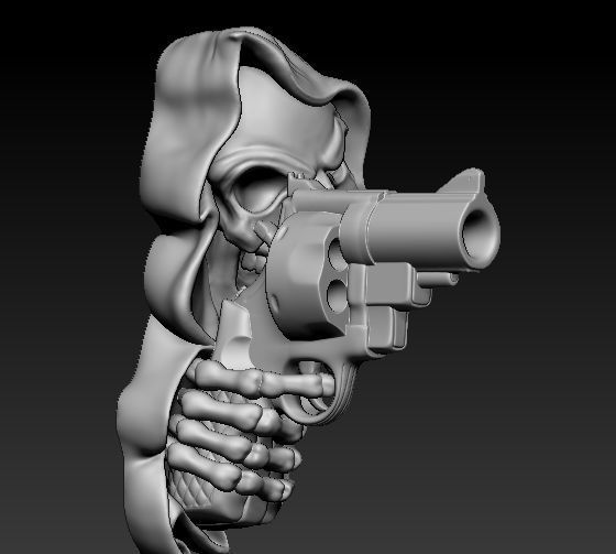 Gun Skull Reaper Pendant 3D print model_1