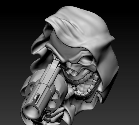Gun Skull Reaper Pendant 3D print model_3
