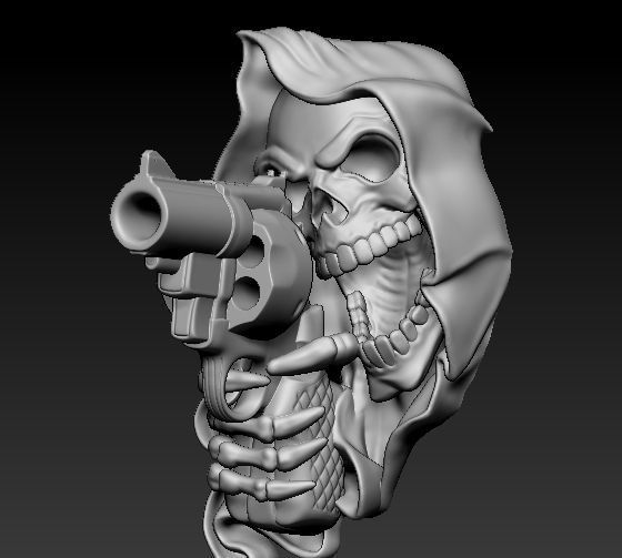 Gun Skull Reaper Pendant 3D print model_2