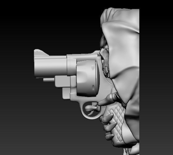 Gun Skull Reaper Pendant 3D print model_4