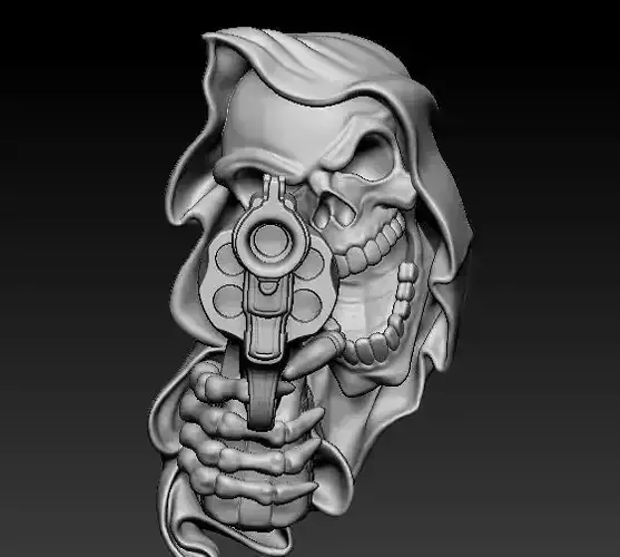 Gun Skull Reaper Pendant