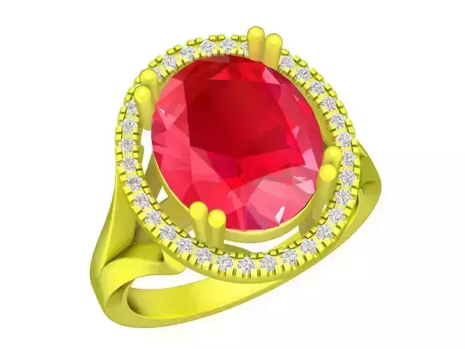 A5491 Diamond Women Ring Oval Diamond Ring 3D Model