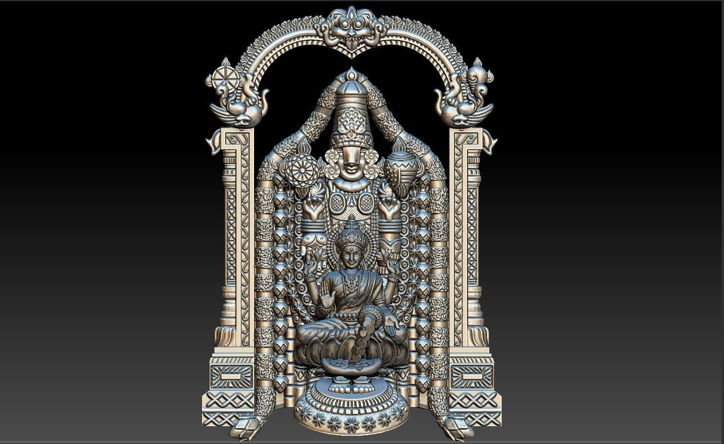 THIRUPATI BALAJI WITH LAKSHMI PENDENT 3D print model_3