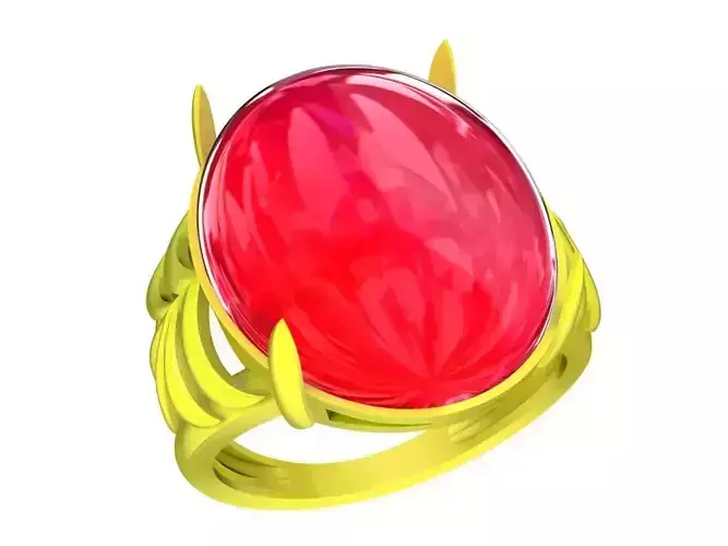 A5503 Ruby Women Ring Oval Ruby Ring 3D Model