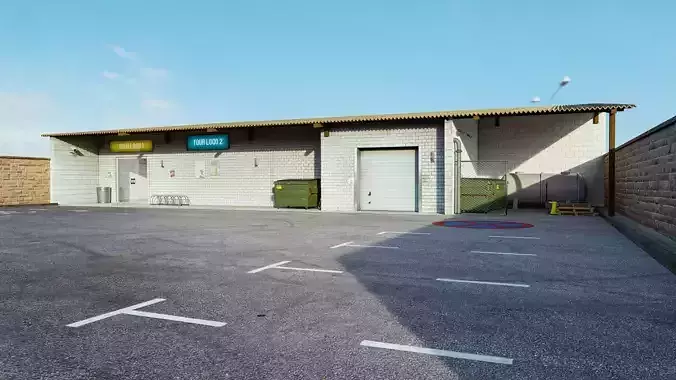 realistic urban store - blender scene Low-poly 3D model