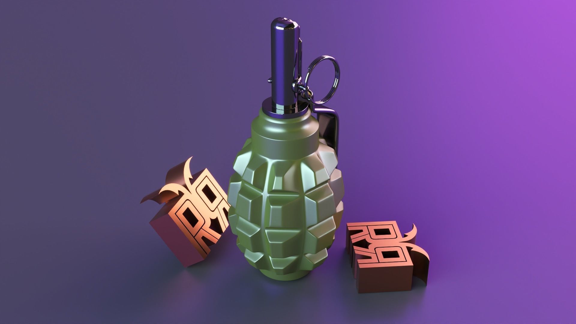 grenade candle decor 3D print model_7