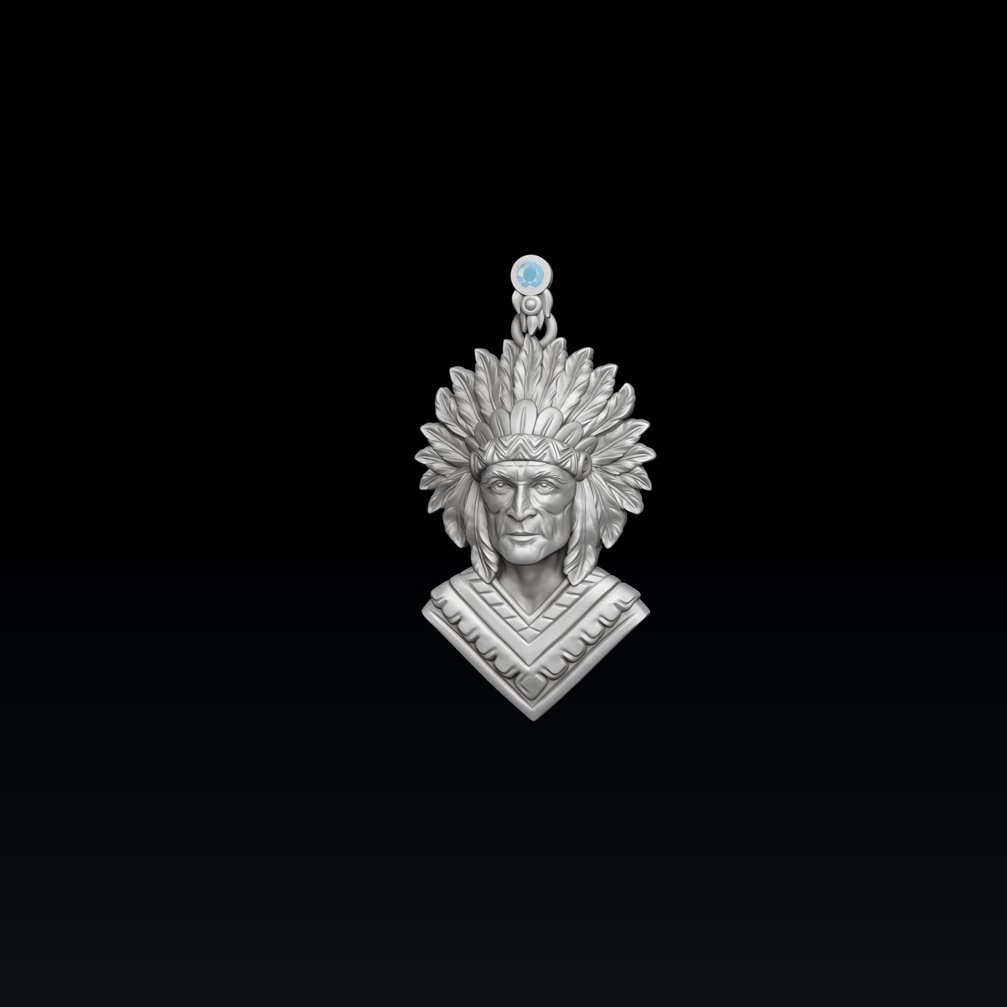 Native Indian Pendant 3D print model_1