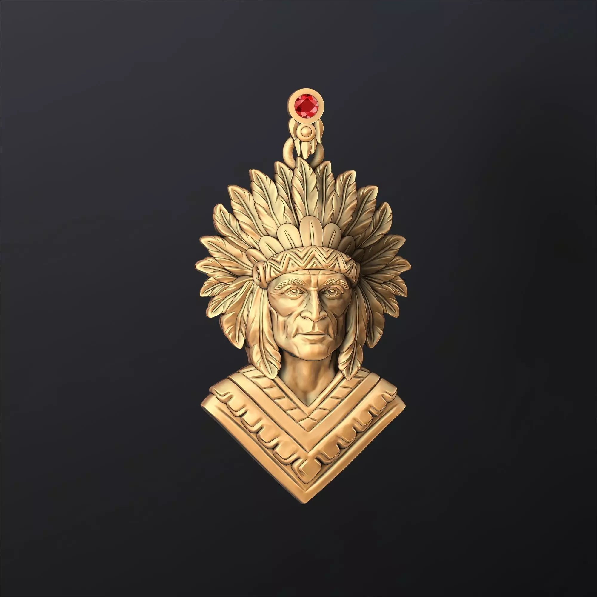 Native Indian Pendant 3D print model_0