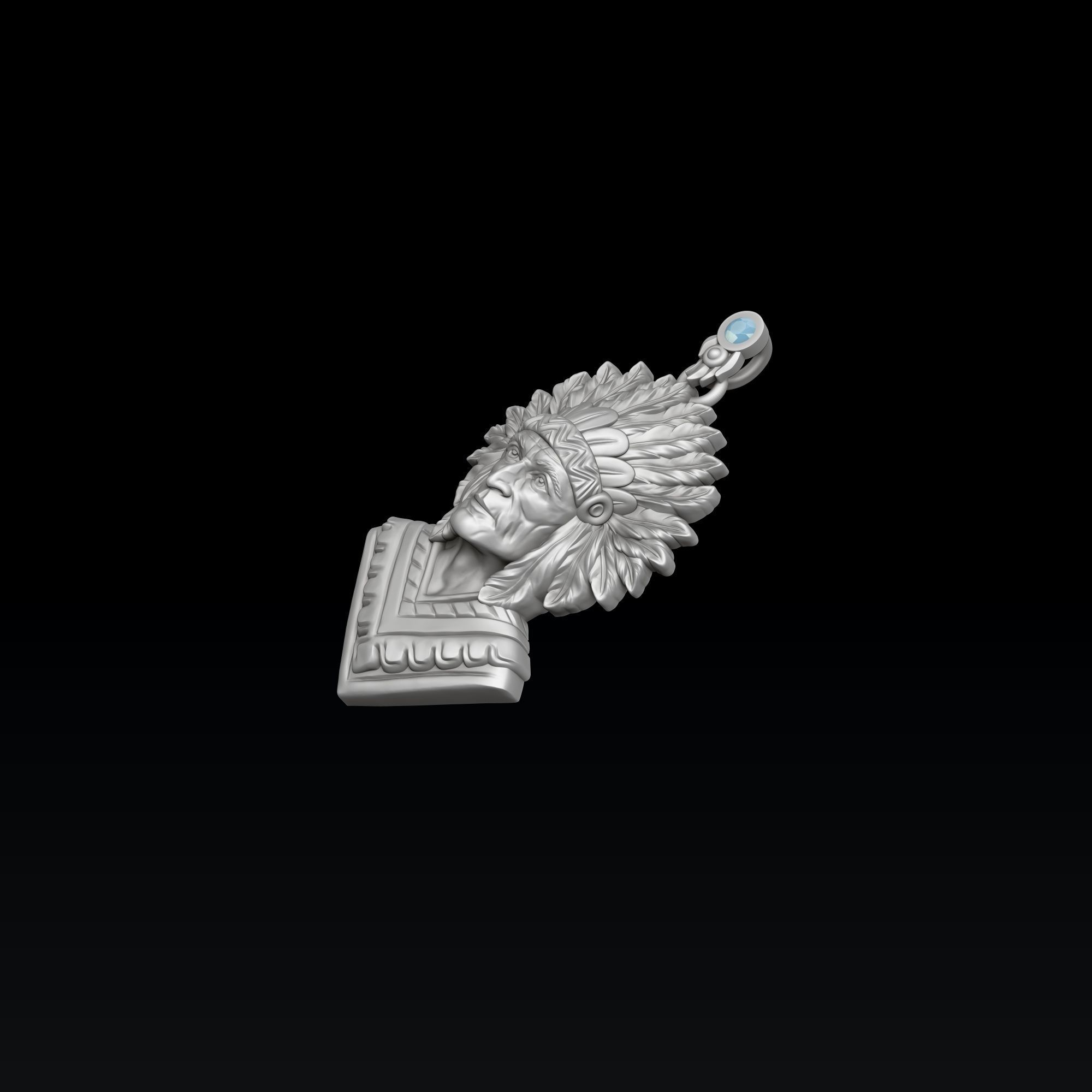 Native Indian Pendant 3D print model_6