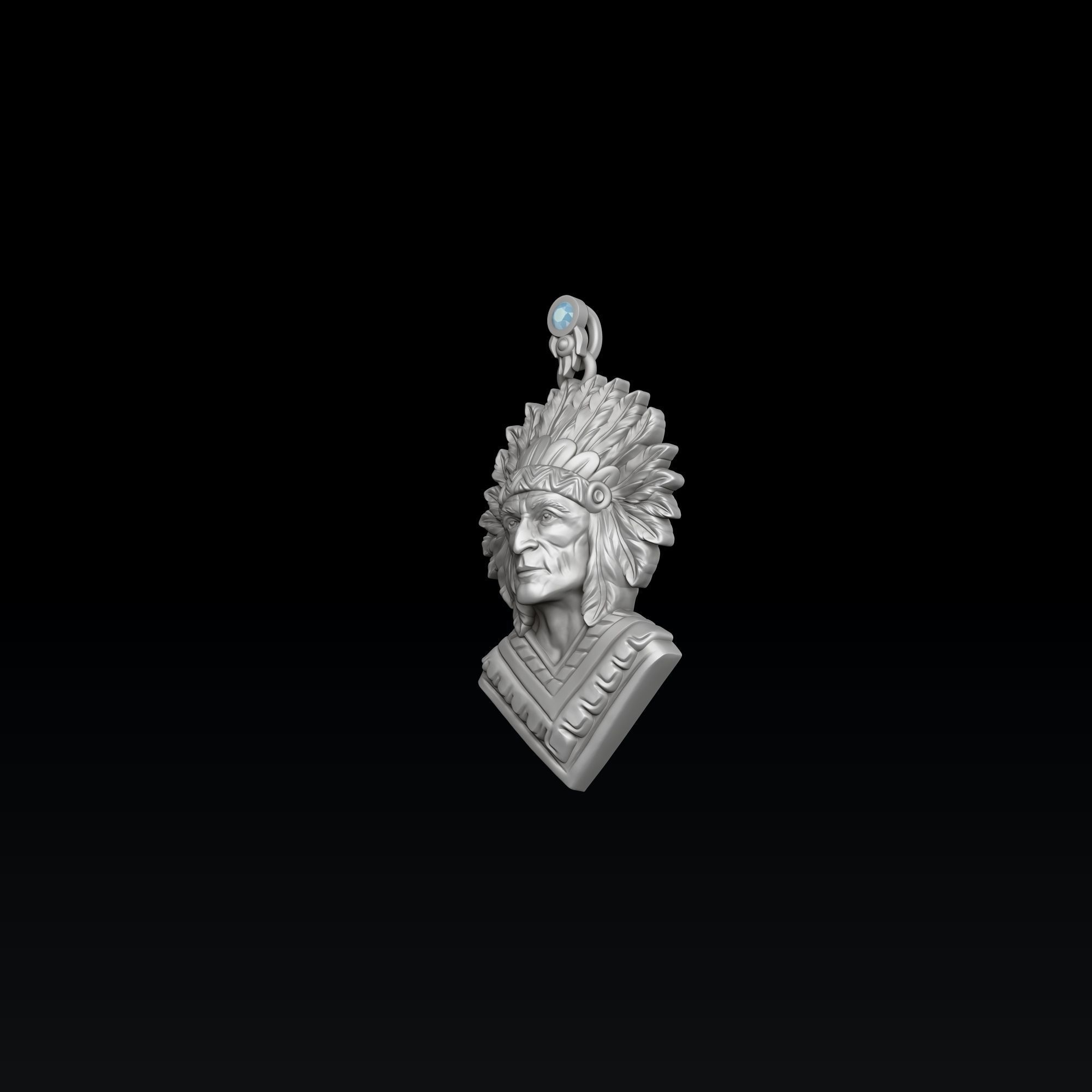 Native Indian Pendant 3D print model_5