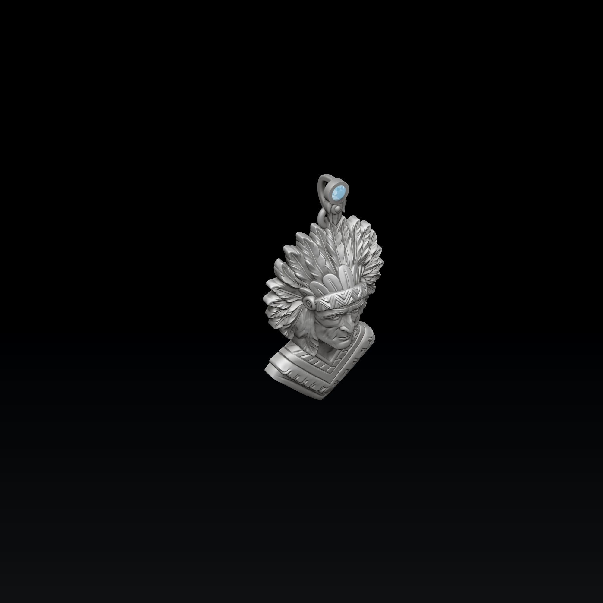 Native Indian Pendant 3D print model_7