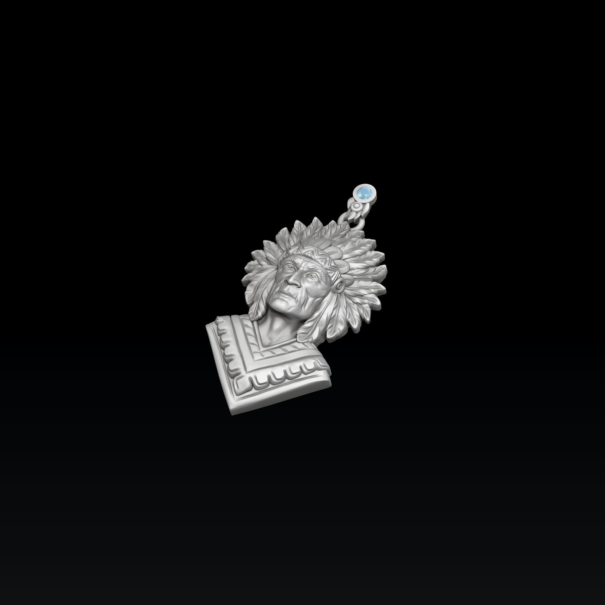 Native Indian Pendant 3D print model_3