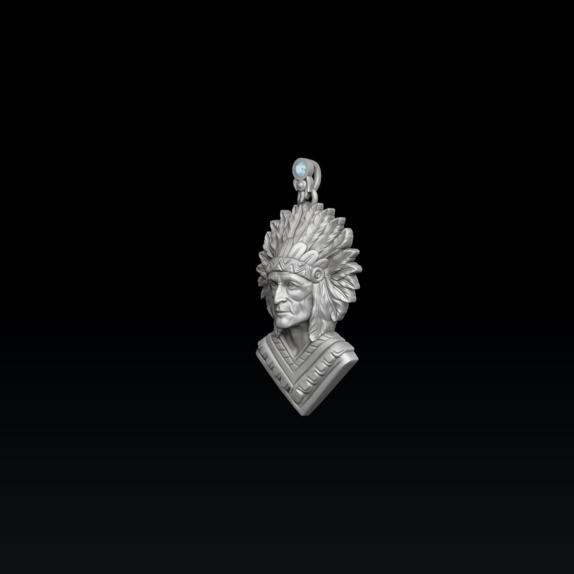 Native Indian Pendant 3D print model_4