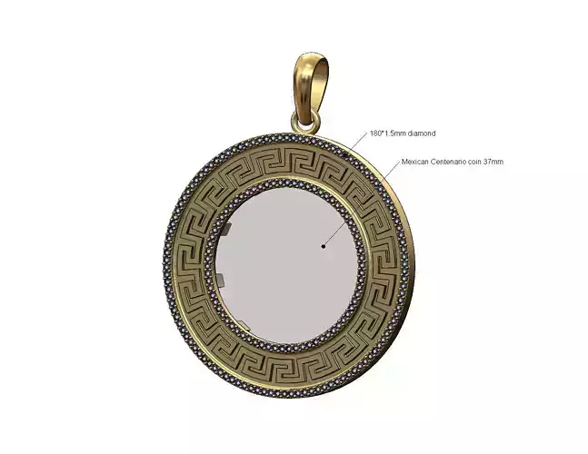 Diamond Mexican Centenario 37mm coin bezel pendant frame  3D print model