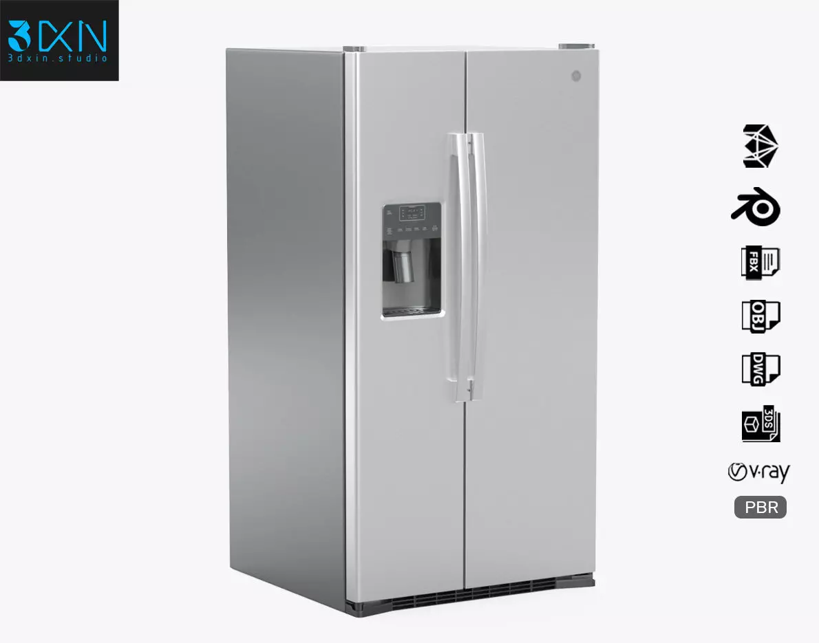 GE Side by Side Refrigerator GSS25GYPFS 3D model_0