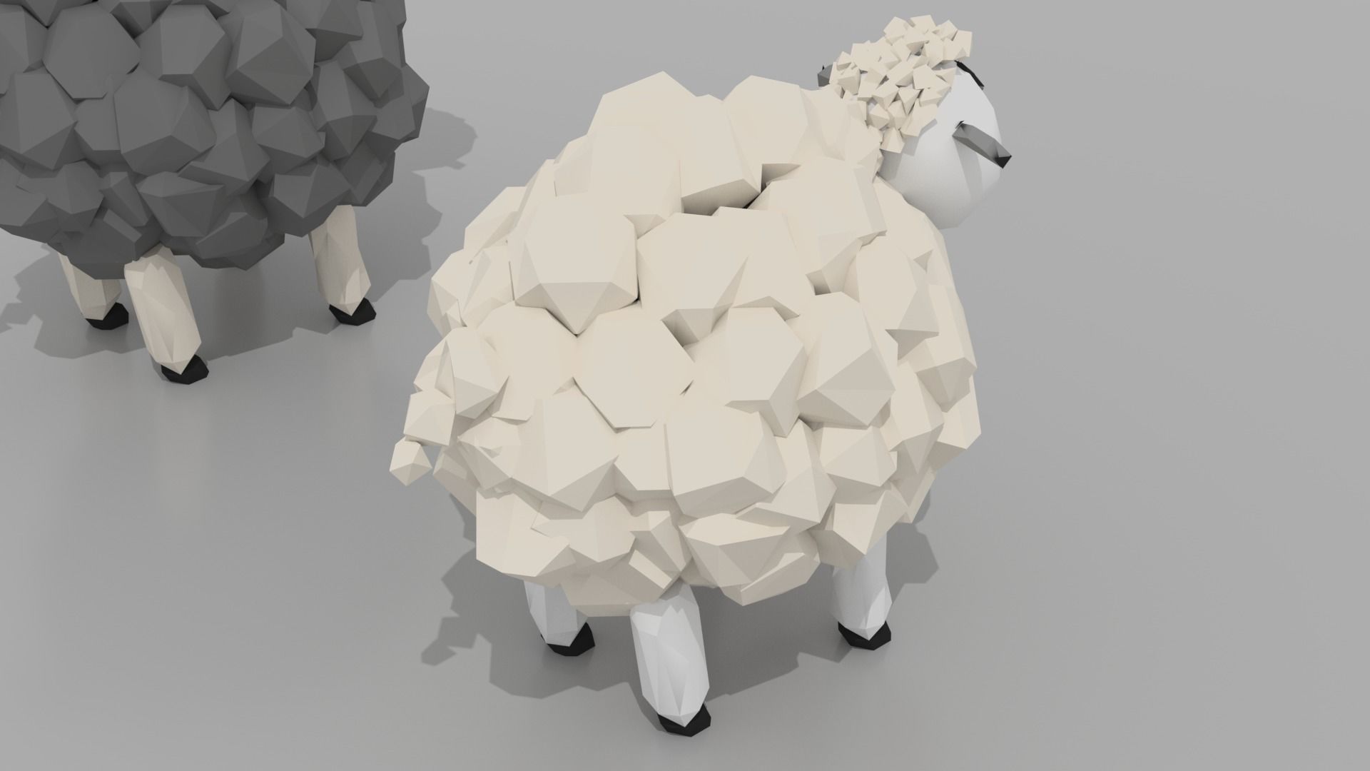 Low poly sheep Low-poly 3D model_2