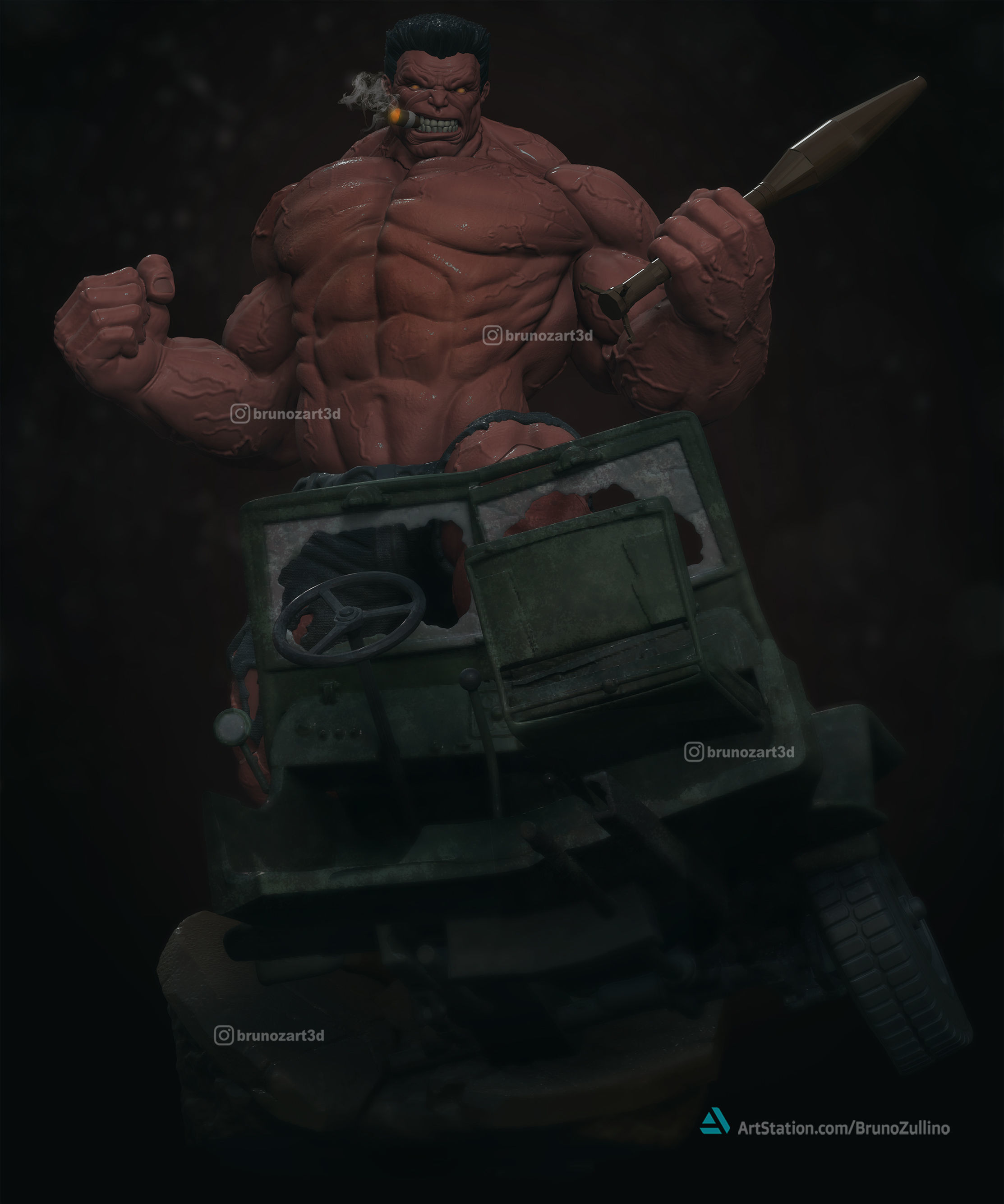Red Hulk Ross 3D print model_1