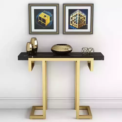 Console Table with marble Top Metal Frame Free 3D model