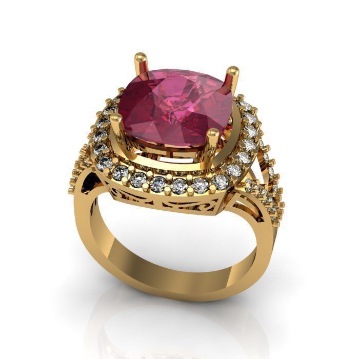 ruby daimond ring 3D print model_2
