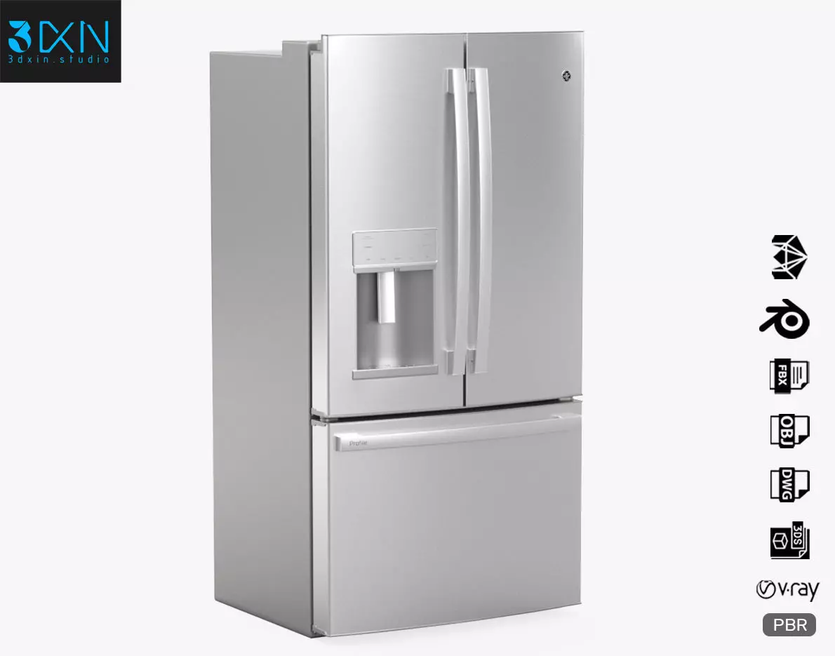 GE Profile French-Door Refrigerator PYE22KYNFS 3D model