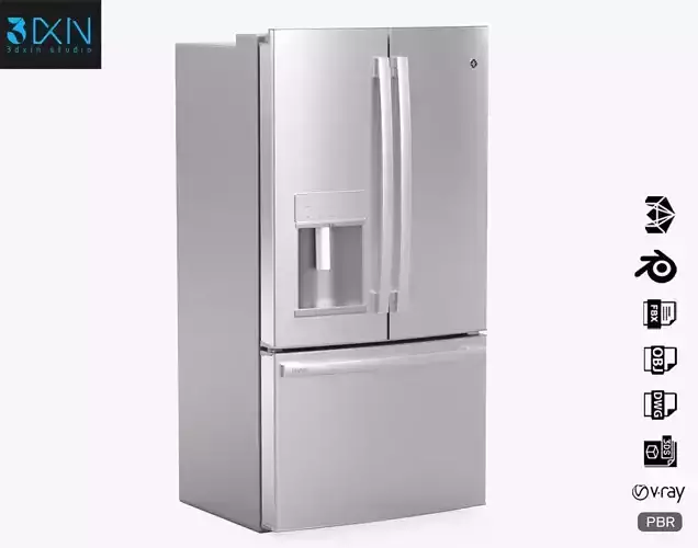 GE Profile French-Door Refrigerator PYE22KYNFS 3D model