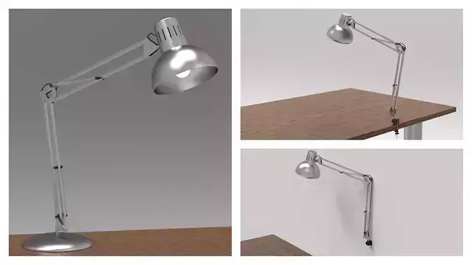 Adjustable desk lamp with wall mount 3D model