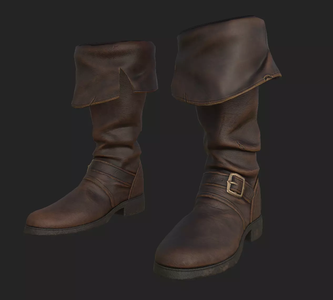 leather pirate boot Low-poly 3D model