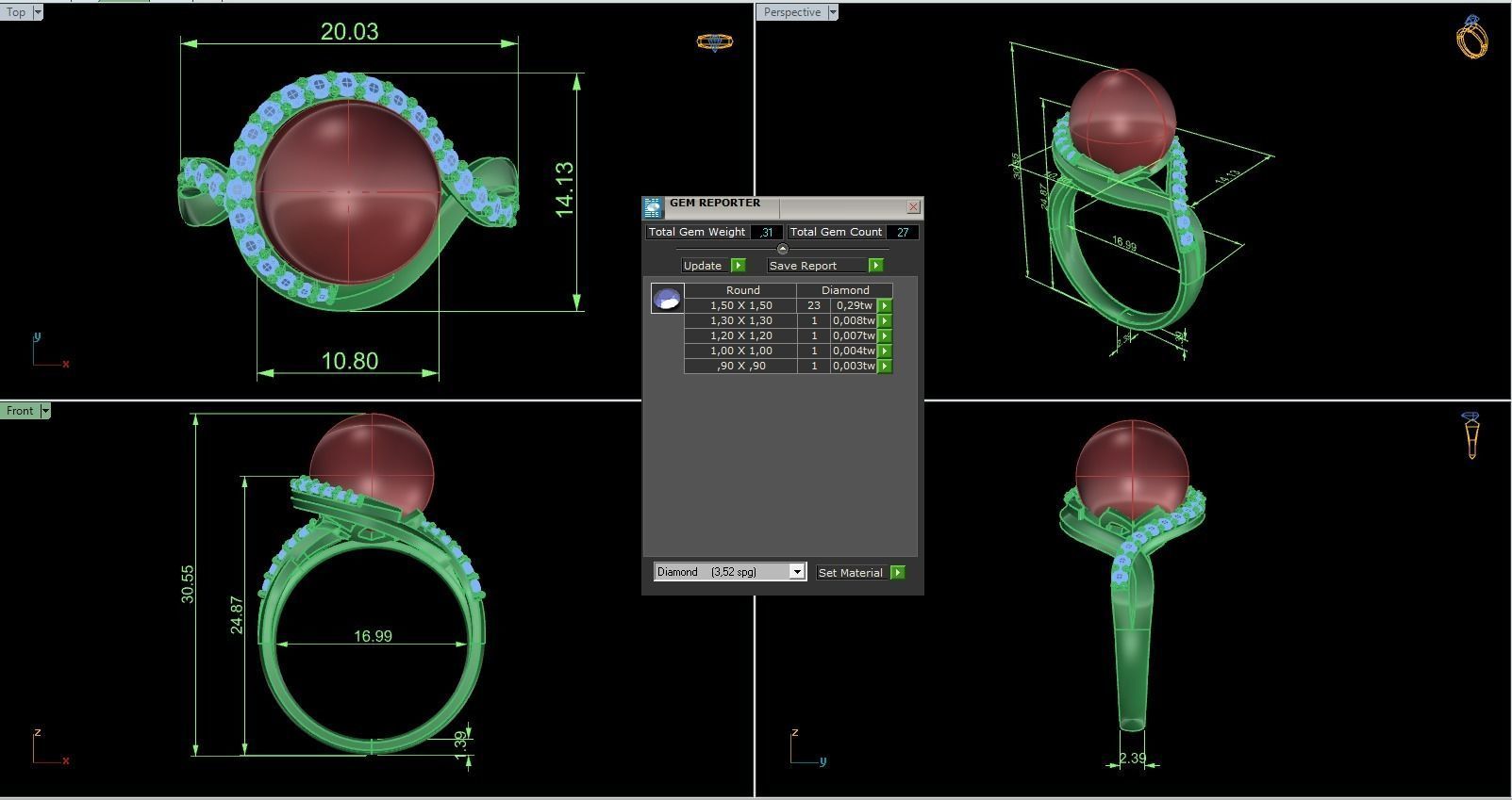 Woman Solitaire Ring 490 3D print model_10