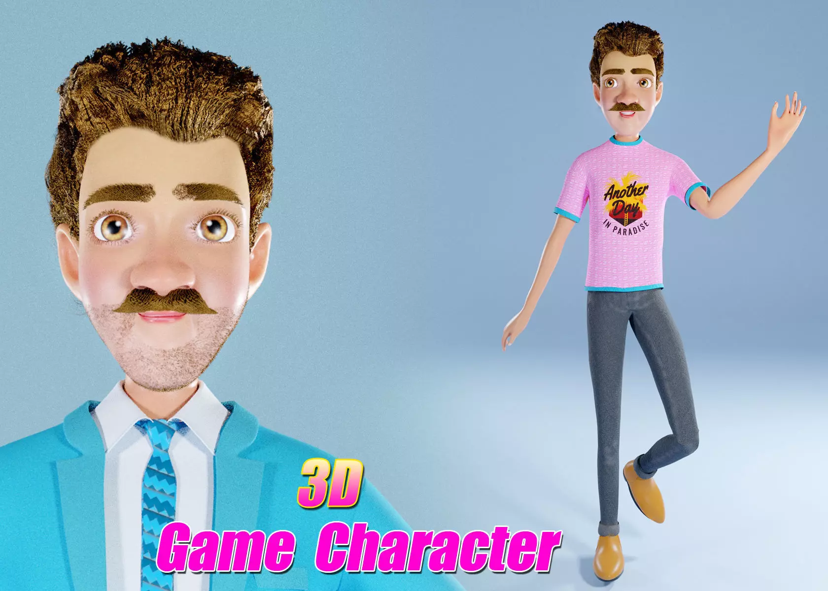 Cartoon Men Rigged Low-poly 3D model