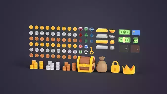 Treasure and Reward Pack Low-poly 3D model