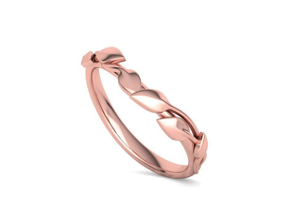 Floral  Wedding band Leaves gold ring 3dmodel 3D print model_13