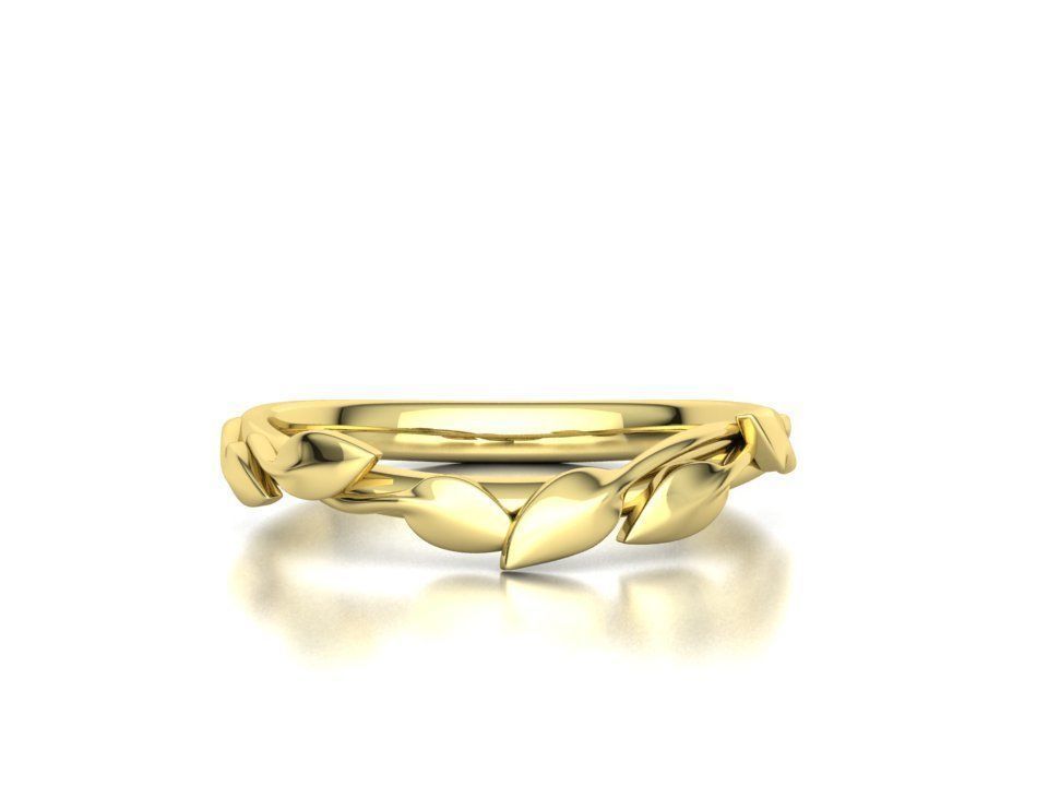 Floral  Wedding band Leaves gold ring 3dmodel 3D print model_11