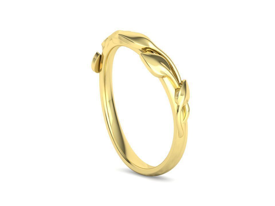 Floral  Wedding band Leaves gold ring 3dmodel 3D print model_29