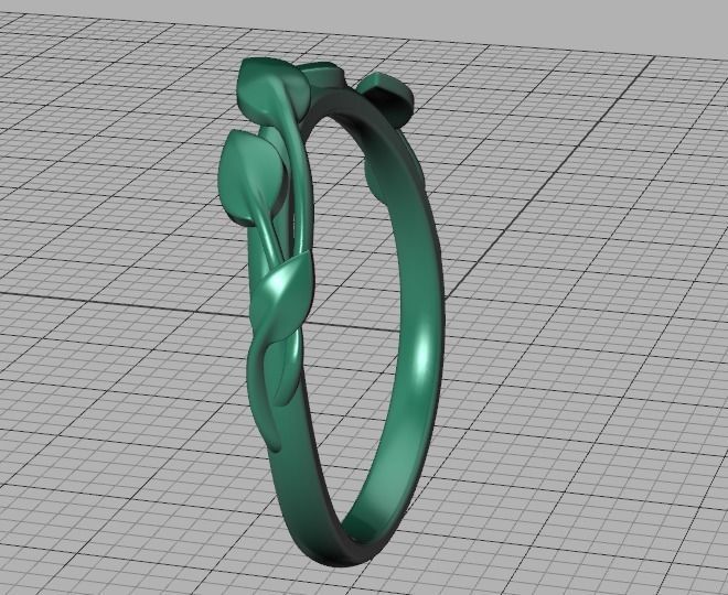 Floral  Wedding band Leaves gold ring 3dmodel 3D print model_40